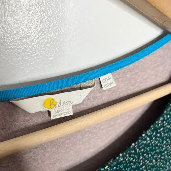 Boden Womens Abigail Long Sleeve Jersey Dress 10 Long Green Dots Pockets - Picture 6 of 11